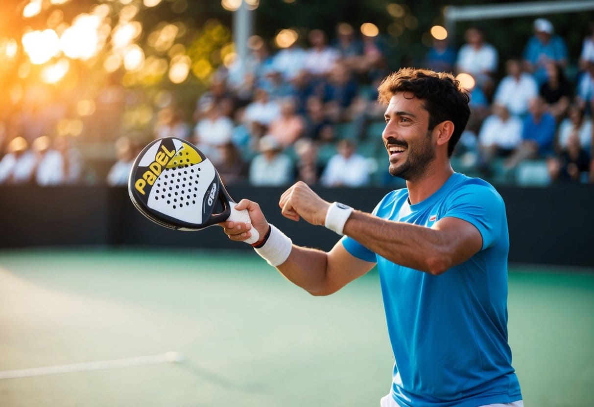 En padelspiller pakker en Bullpadel ketcher ud øjnene lyser af begejstring